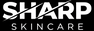 Sharp Skincare logo with a black background